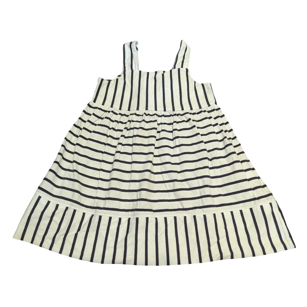 Hanna Andersson Kids Black and White Striped Cotton Sun Dress Size 90 ~US 3T
